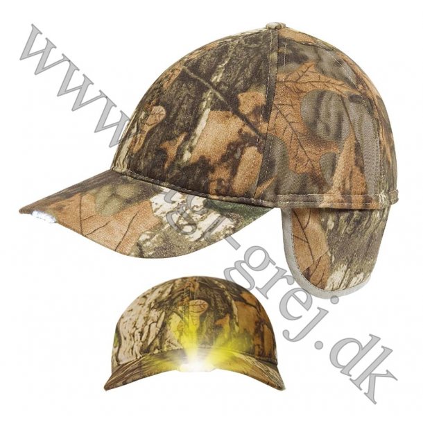 Camouflage Cap med reflapper og ledlys