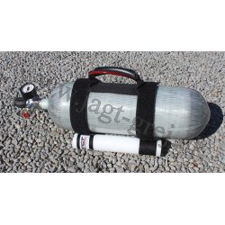 300 Bar 9 liter Carbon flaske m. fyldekit, kobling, brerem og holder.